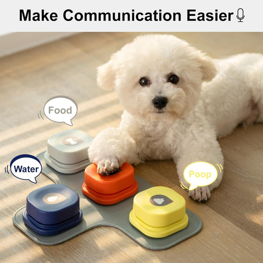 MEWOOFUN Dog Talking Mat Set With 3 Recordable Buttons