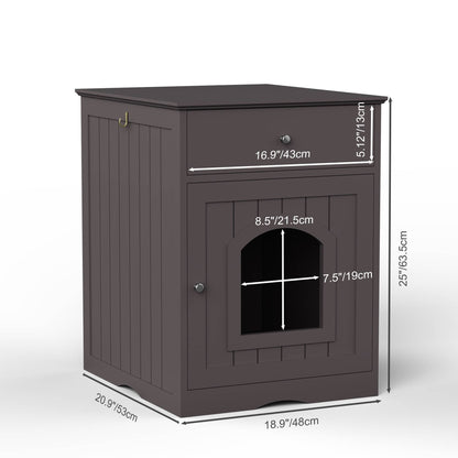 Wooden Cat Litter Box Side Table