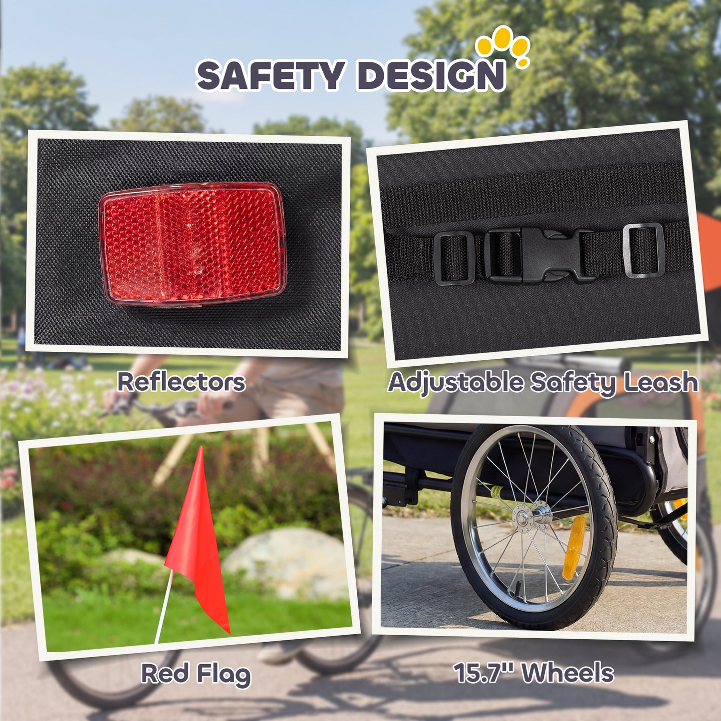 Dog Bike Trailer, Pet Cart Bicycle Carrier with 2 Entrances