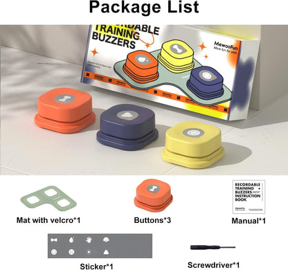 MEWOOFUN Dog Talking Mat Set With 3 Recordable Buttons