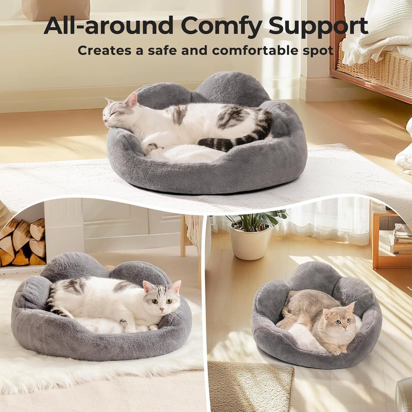 MEWOOFUN Small Dog and Cat Bed - Grey