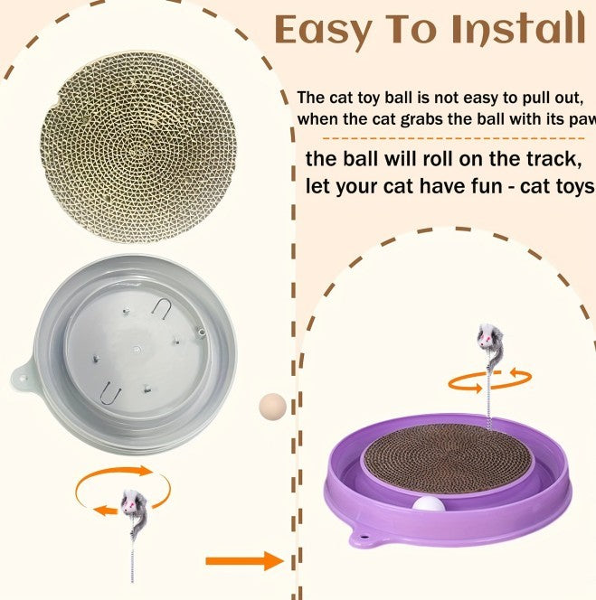 Multi-functional Cat Scratching Board With Ball Track