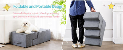 Pet Stairs  - Four Step  -  Soft Gray