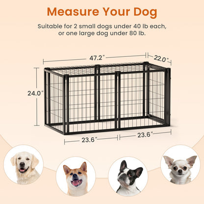 Dog Crate -  47.2 Inches, Suitable For (2) Small And Medium-sized Dogs