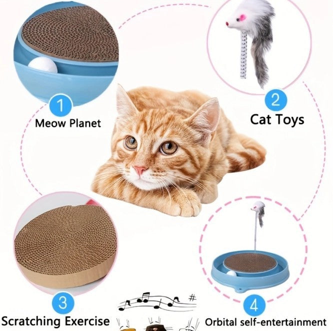 Multi-functional Cat Scratching Board With Ball Track